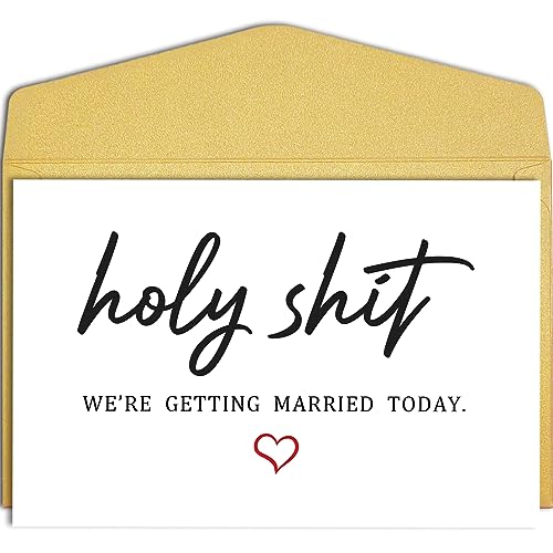 Qiliji Funny Wedding Day Card, Groom Bride Wedding Day Vows Card, To My Husband Wife On Our Wedding Day Card, Holy Shit We're Getting Married Today
